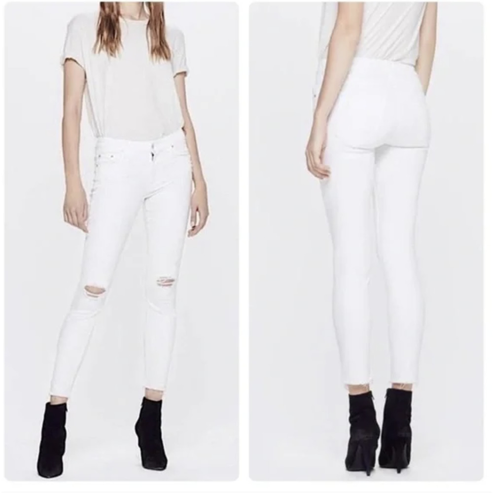 Mother The Looker Ankle Fray 27 Little Miss Innocent? White Skinny Jeans